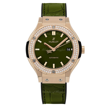 565.OX.8980.LR.1104 | Hublot Classic Fusion Green King Gold Diamonds 38mm watch. Buy Online