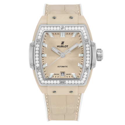 665.CZ.891B.LR.1204 | Hublot Spirit of Big Bang Beige Ceramic Titanium Diamonds 39 mm watch. Buy Online