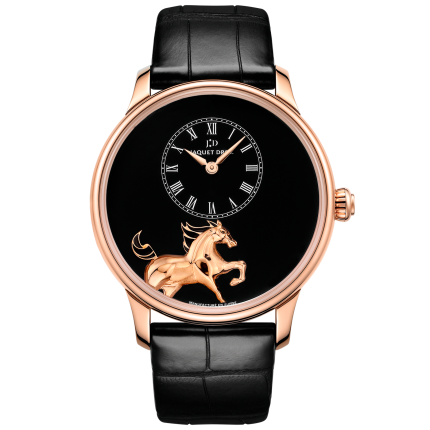 J005033201 | Jaquet Droz Petite Heure Minute Low Relief Horse 43 mm watch. Buy Online