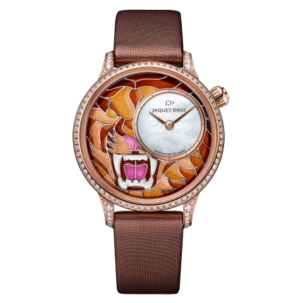 J005503500 | Jaquet Droz Petite Heure Minute Smalta Clara Tiger 35 mm watch. Buy Online