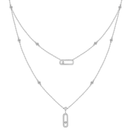 8852 | Messika Move Uno 2 Rows White Gold Necklace. Buy online.