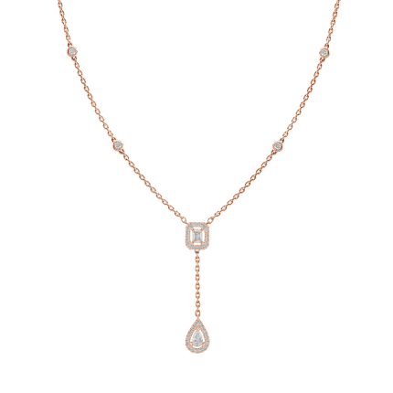 6693 | Messika My Twin Tie 0.10ctx2 Pink Gold Necklace. Buy online.