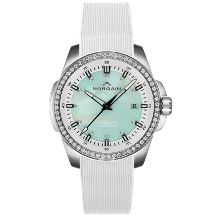 N3008SD03A/MB30D | Norqain Independence Mint MOP Diamonds White Milanese Rubber 40 mm watch | Buy Online