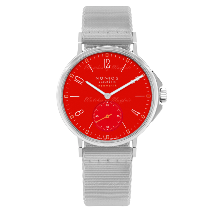 563 | Nomos Ahoi Neomatik Atlantic Siren Red Grey Textile 36.3 mm watch. Buy Online