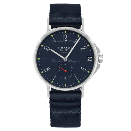 518 | Nomos Ahoi Neomatik Date Atlantic Blue-Black Textile 38 mm watch. Buy Online