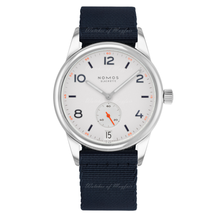 775 | Nomos Club Automatic Date Automatic Blue-Black TExtile 41 mm watch. Buy Online