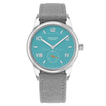 724.GB | Nomos Club Campus 38 Endless Blue Grey Vegan Velour watch. Buy Online