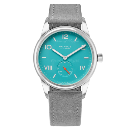 724 | Nomos Club Campus 38 Endless Blue Grey Vegan Velour watch. Buy Online