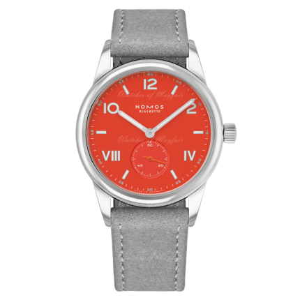 723 | Nomos Club Campus 38 Nonstop Red Grey Vegan Velour watch. Buy Online