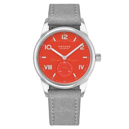 716.GB | Nomos Club Campus Nonstop Red Grey Vegan Velour 36 mm watch. Buy Online