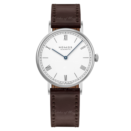 242 | Nomos Ludwig 33 Duo Enamel White Manual Brown Leather watch. Buy Online