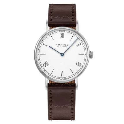 249 | Nomos Ludwig 33 Duo Enamel White Manual Brown Leather watch. Buy Online