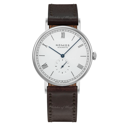 236 | Nomos Ludwig 38 Enamel White Manual Brown Leather watch. Buy Online