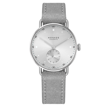 1122 | Nomos Metro All Silver Manual Grey Vegan Velour 33 mm watch. Buy Online