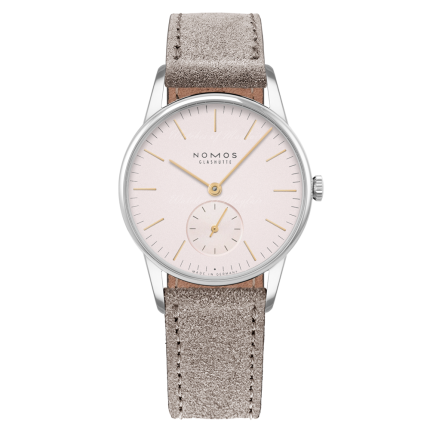 315 | Nomos Orion 33 Rose Manual Velour Leather watch. Buy Online