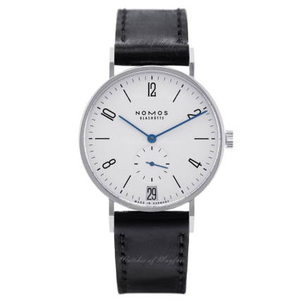 130 | Nomos Tangente Date Manual Black Leather 38 mm watch. Buy Online