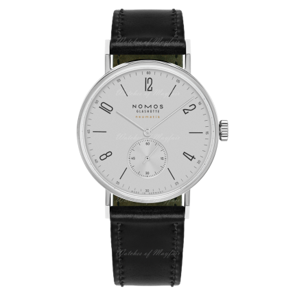 144 | Nomos Tangente Neomatik 39 Platinum Gray Black Leather watch. Buy Online