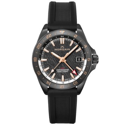 NNB1100BC1CG/BGL113 | Norqain Adventure Neverest GMT Glacier Black Rubber 41 mm watch. Buy Online