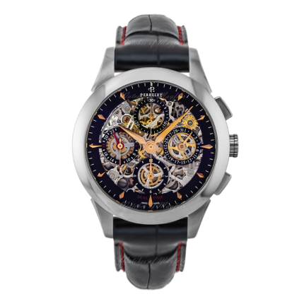 A1010/9 | Perrelet Chronograph Skeleton GMT 42mm watch. Buy Online