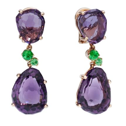 POB0022_O7000_000OI Pomellato Bahia Rose Gold Amethyst Tsavorite Earrings