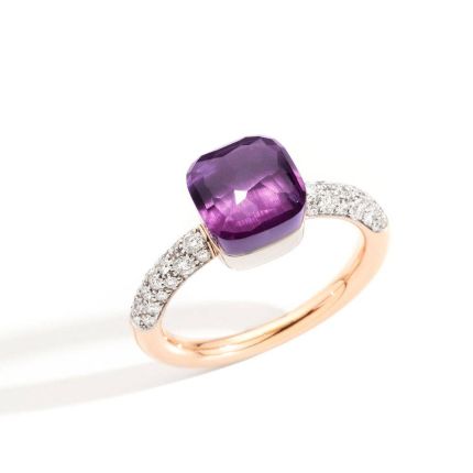 A.B704/O6B9OI Pomellato Nudo Rose and White Gold Amethyst Diamond Ring