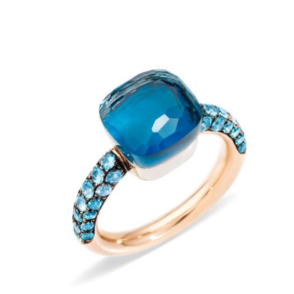 PAB9040_O6000_TTBTL | Pomellato Nudo Rose and White Gold Topaz Turquoise Ring