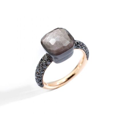 PAB9050_OT000_DBKOS | Pomellato Nudo Titanum and Rose Gold Obsidian Diamond Ring