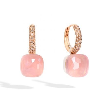 POB4010_O6000_BRCQR | Pomellato Nudo White and Rose Gold Quartz Diamond Earrings