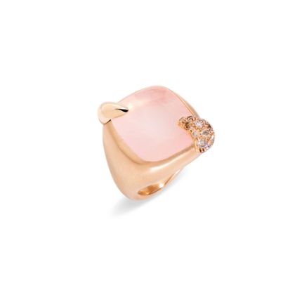 A.B708MBRW7QR|Pomellato Ritratto Rose Gold Quartz Diamond Ring Size 56