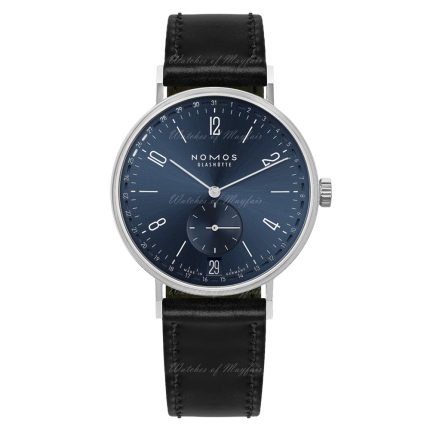 136.SB |Nomos Tangente 2Date Blue Manual 37.5 mm watch. Buy Online