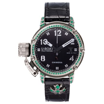 7234 | U-Boat Chimera Silver Emeralds 43 mm watch. Buy Online